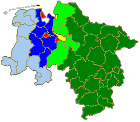 Niedersachsenkarte mit Landkreisen und kreisfreien Stdten